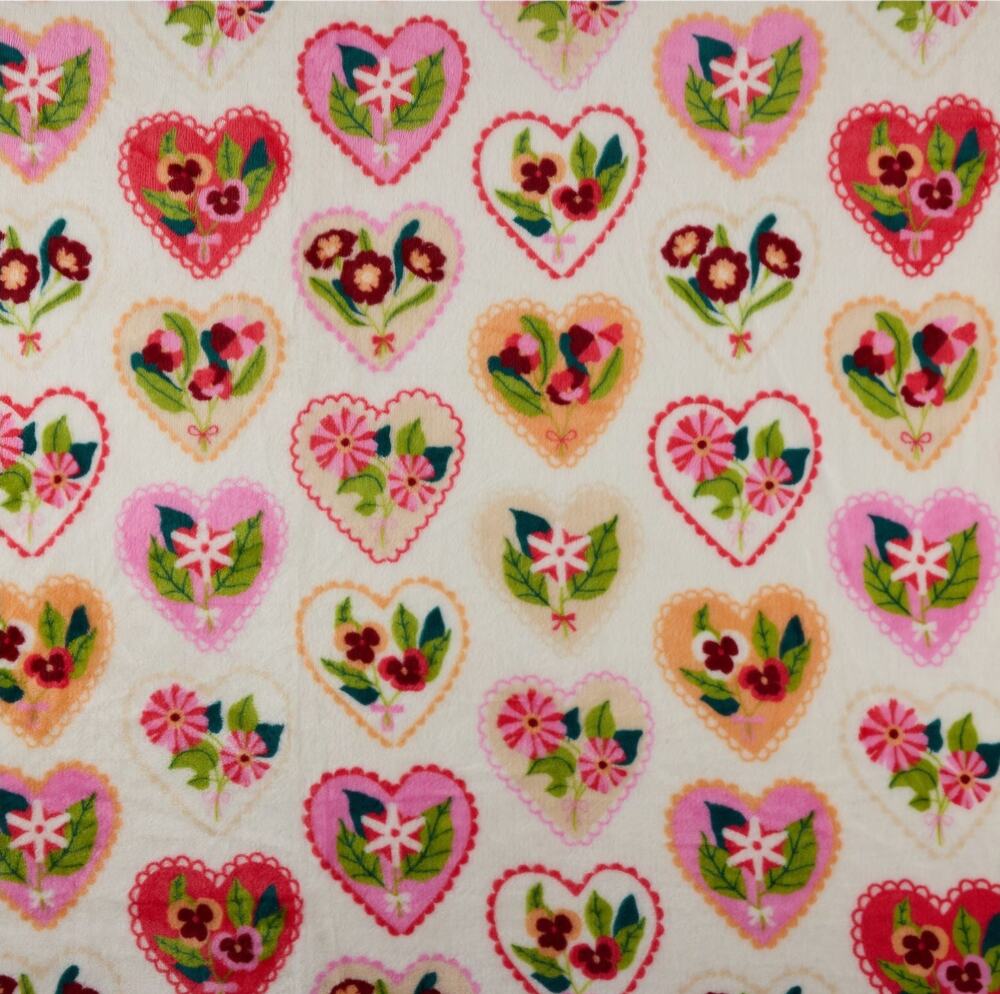 Large Oversized Super Soft Plush Throw Blanket 60 x 72 inches NWT Heart Floral